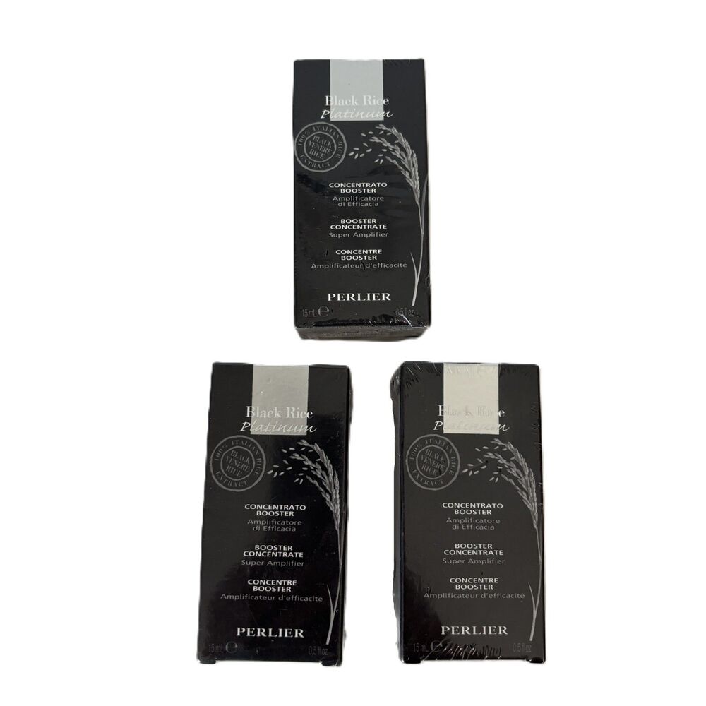 (3) Perlier Black Rice Platinum Booster Concentrate Super Amplifier 0.5 oz NEW